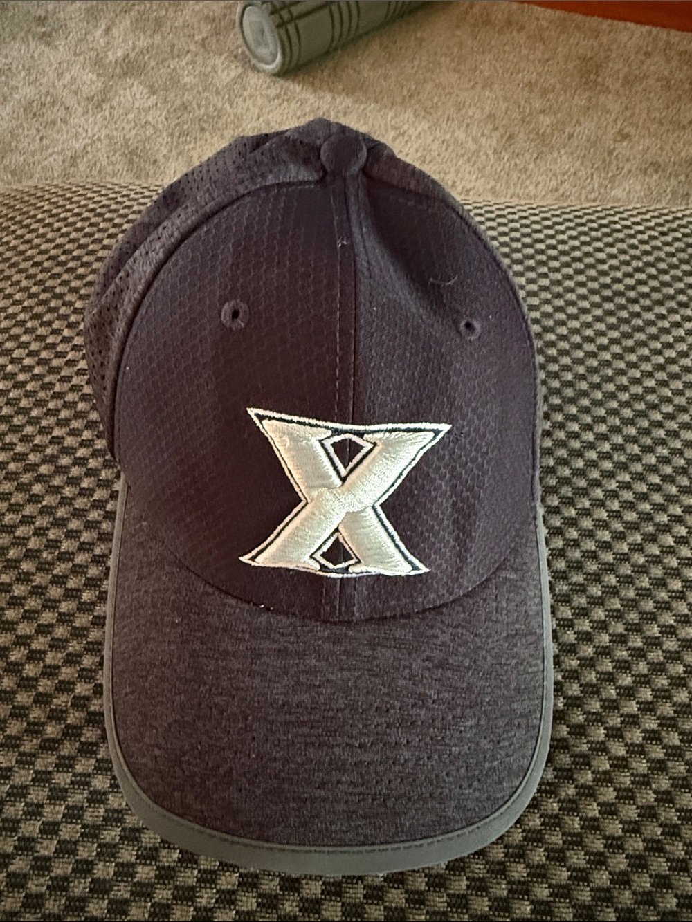 Black Baseball Cap with White 'X' Logo - Comfortable Everyday Hat